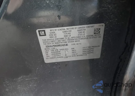 2017 GMC Terrain Slt из США, поврежденный, VIN 2GKALPEK9H6242646